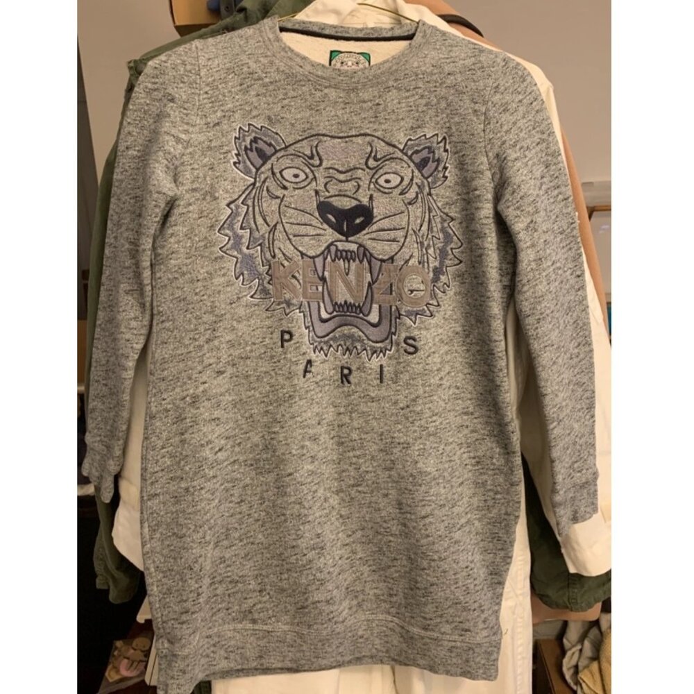 Kenzo Paris Tiger Heathered Gray Sweatshirt - Size XS
